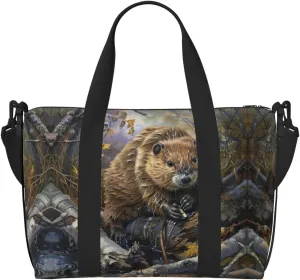 Beaver Working Print Portable Travel Duffel Bag,Ideal For Business And Private Travel