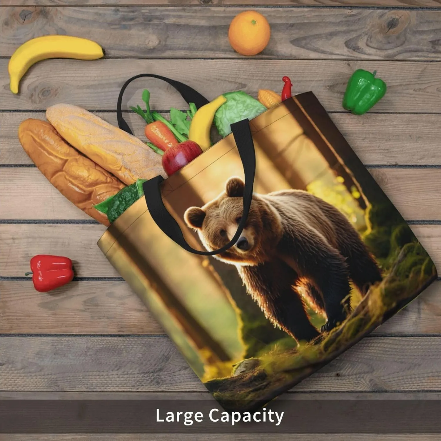 Beaver Working2 Print Tote Bag Shoulde Bag Handbag Grocery Bags Reusable For Office Shopping Travel Casual Work Holiday