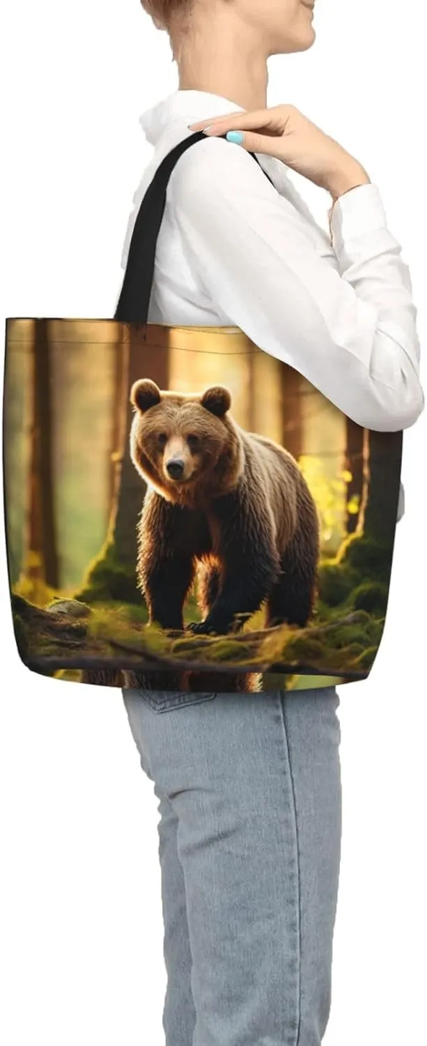 Beaver Working2 Print Tote Bag Shoulde Bag Handbag Grocery Bags Reusable For Office Shopping Travel Casual Work Holiday