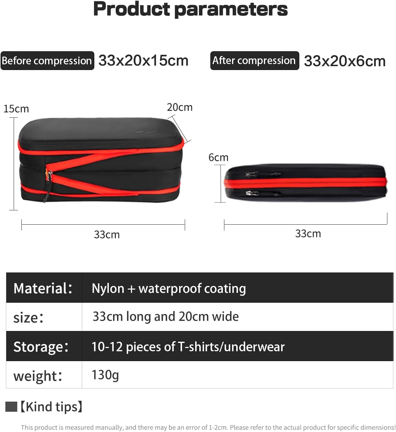 BeeNesting Compression Packing Cubes for travel carry on WaterProof Double Sided compressable packing bags for Carry on Suitcases Travel Essentials Bags 9L/BlackGray…