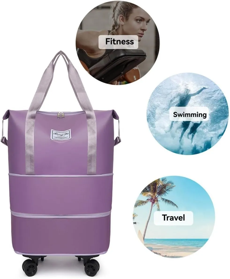 Beente Travel Bag With Wheels - 2025 New Large Capacity Travel Bag - Universal Wheel Removable (Black)