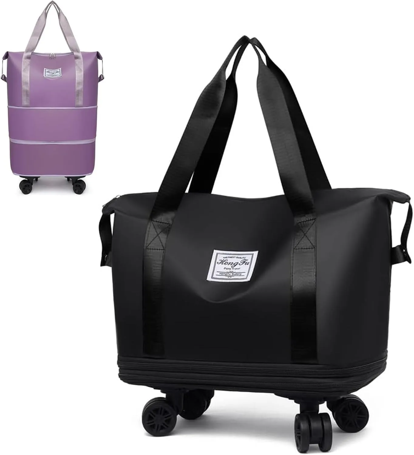 Beente Travel Bag With Wheels - 2025 New Large Capacity Travel Bag - Universal Wheel Removable (Black)