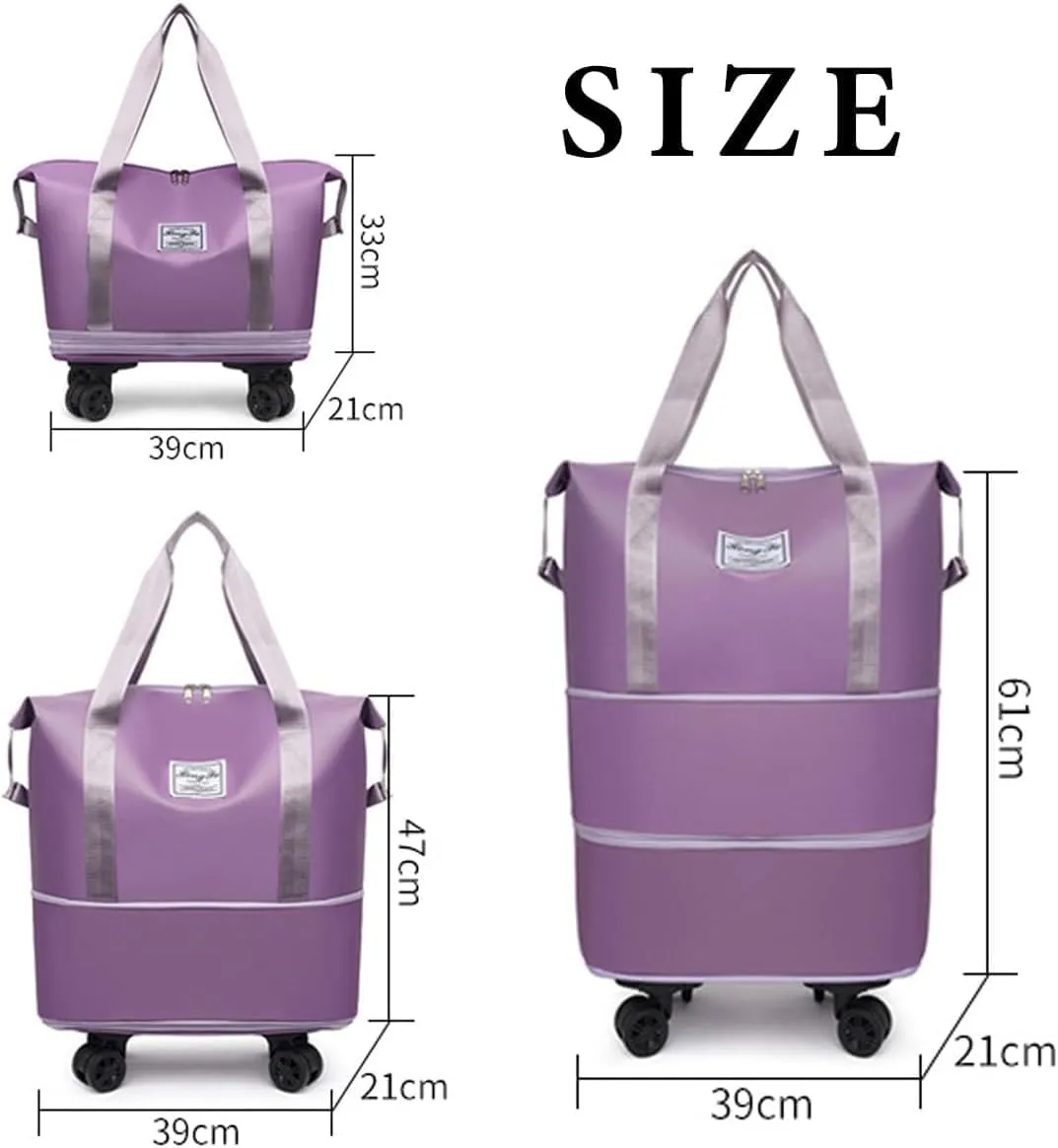 Beente Travel Bag With Wheels, Large Capacity Travel Bags Universal Wheel Removable, Large Expandable Foldable, Rolling with Wheels (Blue)