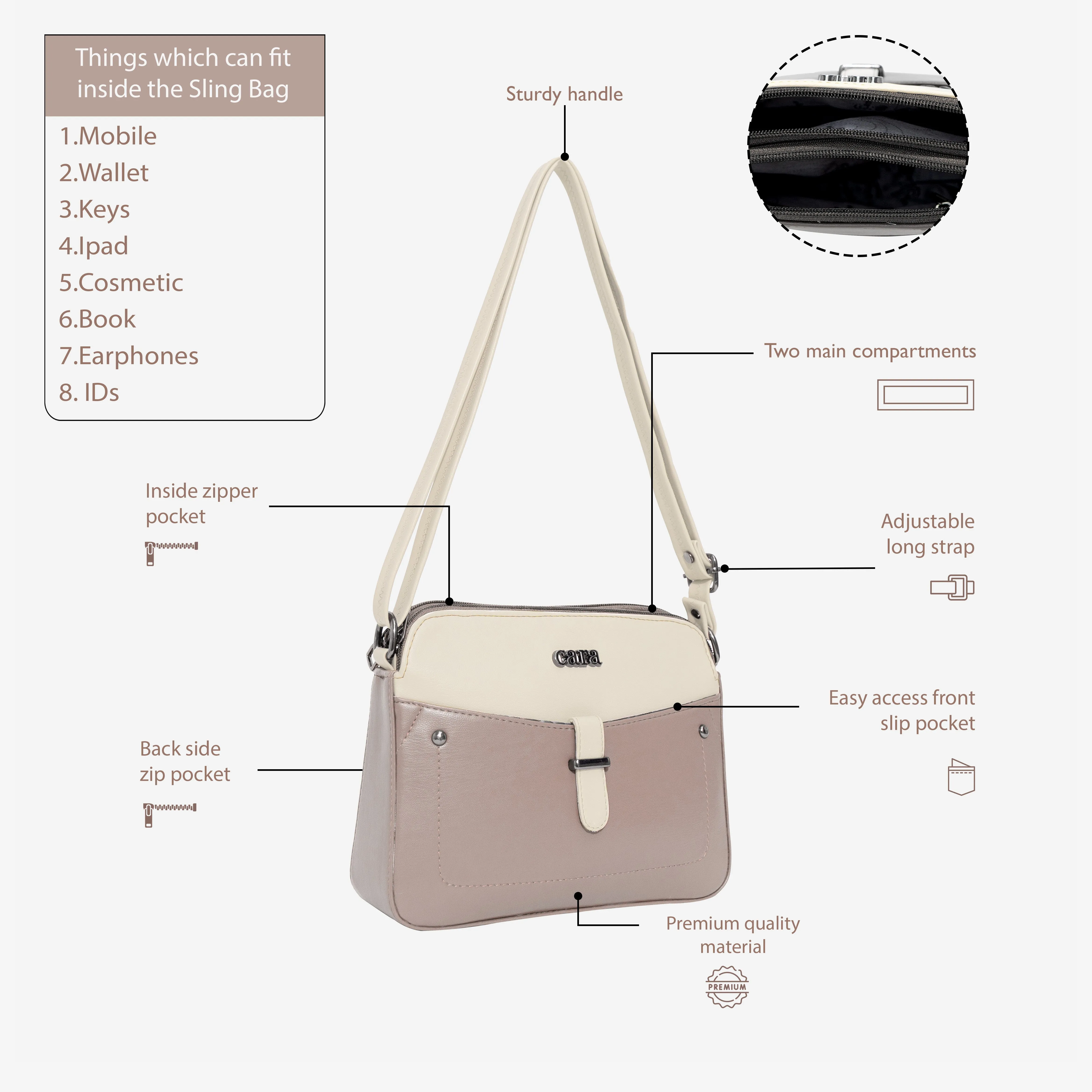 Beige Chic Crossbody Charm  | Cara