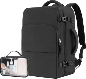 Beraliy Travel Backpack, Lightweight Personal Item Bag for Airlines, Carry On Luggage, Durable Hiking Backpack,Laptop Backpack, College Work Gym Weekender Bag Men Women, Black