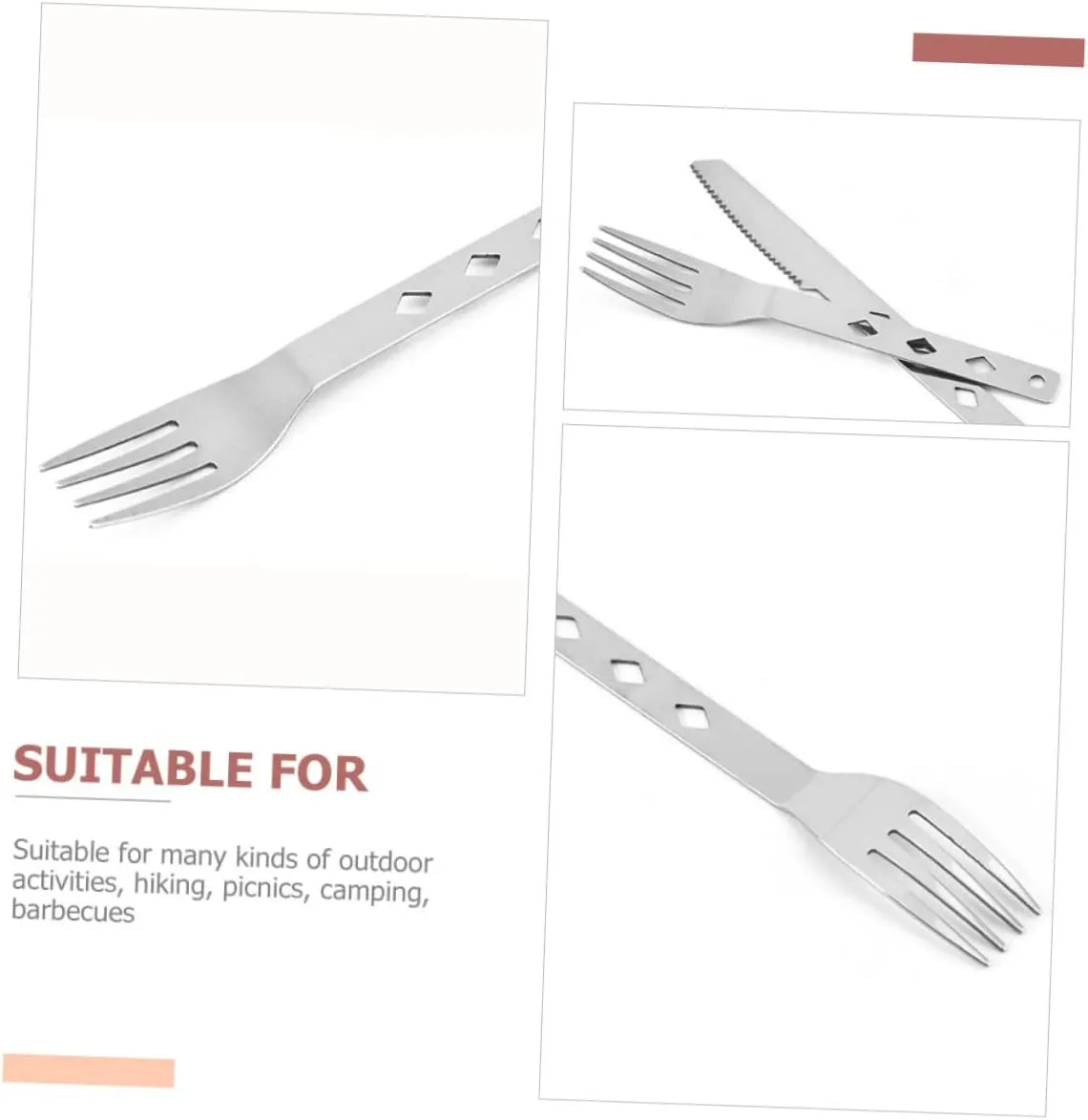 BESPORTBLE 2 Sets Outdoor Cutlery Stainless Steel Forks Spoons Lightweight Tableware for Bbq Hiking Picnic