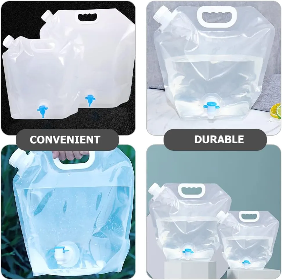 BESPORTBLE Camping Water Containers 2 Pack Collapsible Water Storage Bags Large Capacity Foldable for Easy Carrying Storage