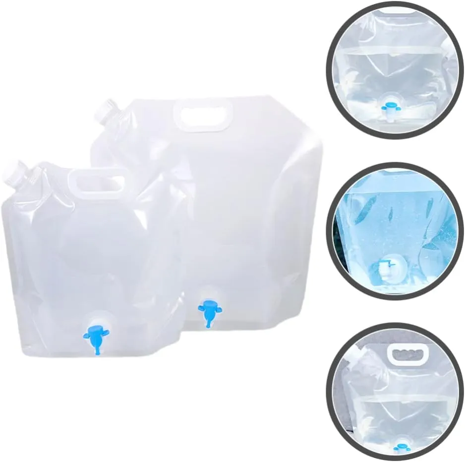 BESPORTBLE Camping Water Containers 2 Pack Collapsible Water Storage Bags Large Capacity Foldable for Easy Carrying Storage