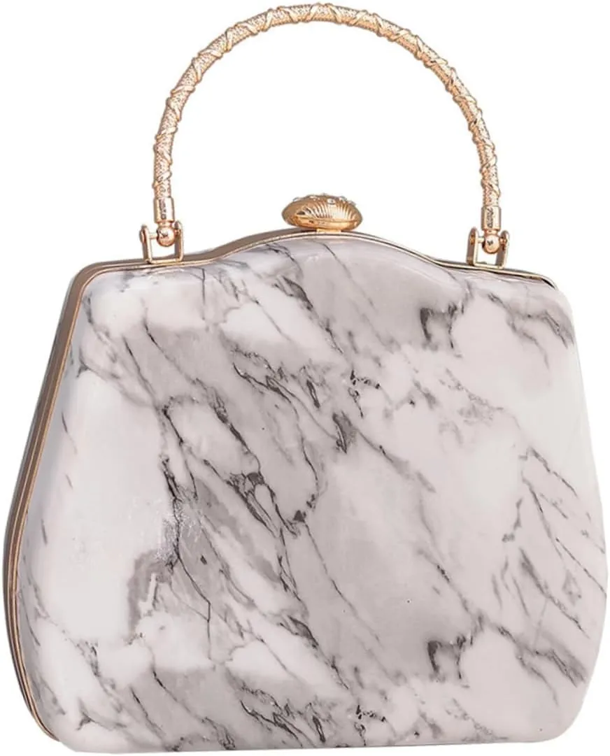 BESPORTBLE Evening Bags for Women Formal Wedding Banquet Purse Marbling Texture Dinner Bag for Lady