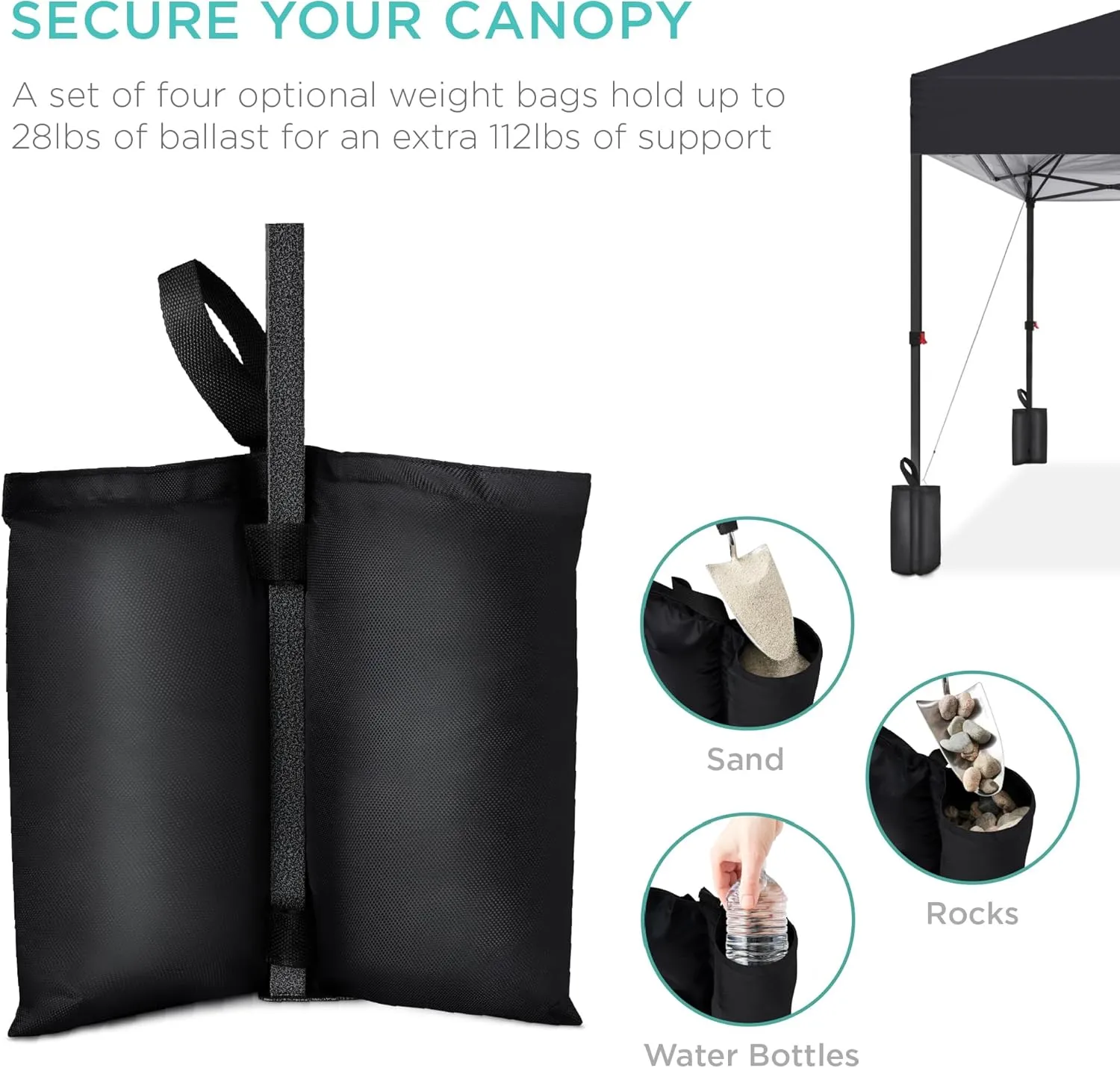 Best Choice Products 10x10ft 1-Person Setup Pop Up Canopy Tent Instant Portable Shelter w/ 1-Button Push, Case, 4 Weight Bags - Black
