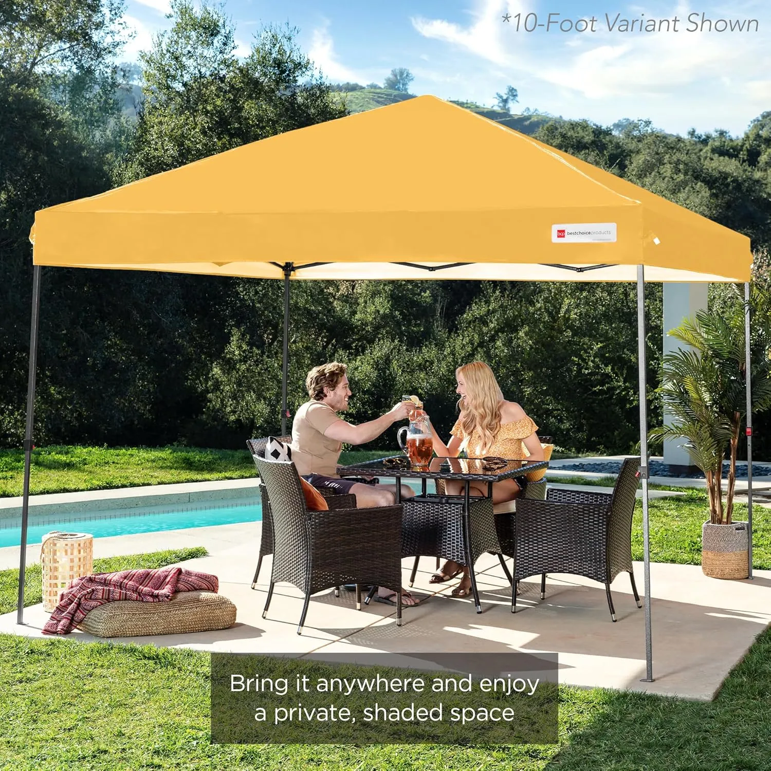 Best Choice Products 12x12ft 1-Person Setup Pop Up Canopy Tent Instant Portable Shelter w/ 1-Button Push, Case, 4 Weight Bags - Marigold