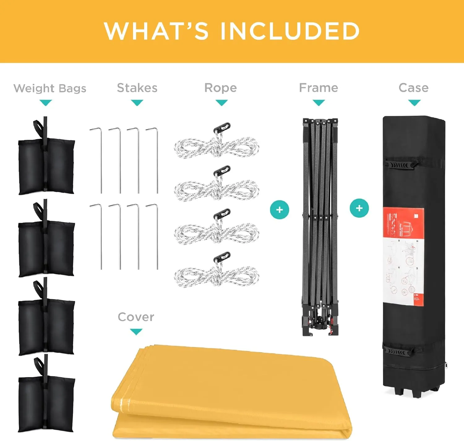 Best Choice Products 12x12ft 1-Person Setup Pop Up Canopy Tent Instant Portable Shelter w/ 1-Button Push, Case, 4 Weight Bags - Marigold