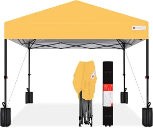 Best Choice Products 12x12ft 1-Person Setup Pop Up Canopy Tent Instant Portable Shelter w/ 1-Button Push, Case, 4 Weight Bags - Marigold