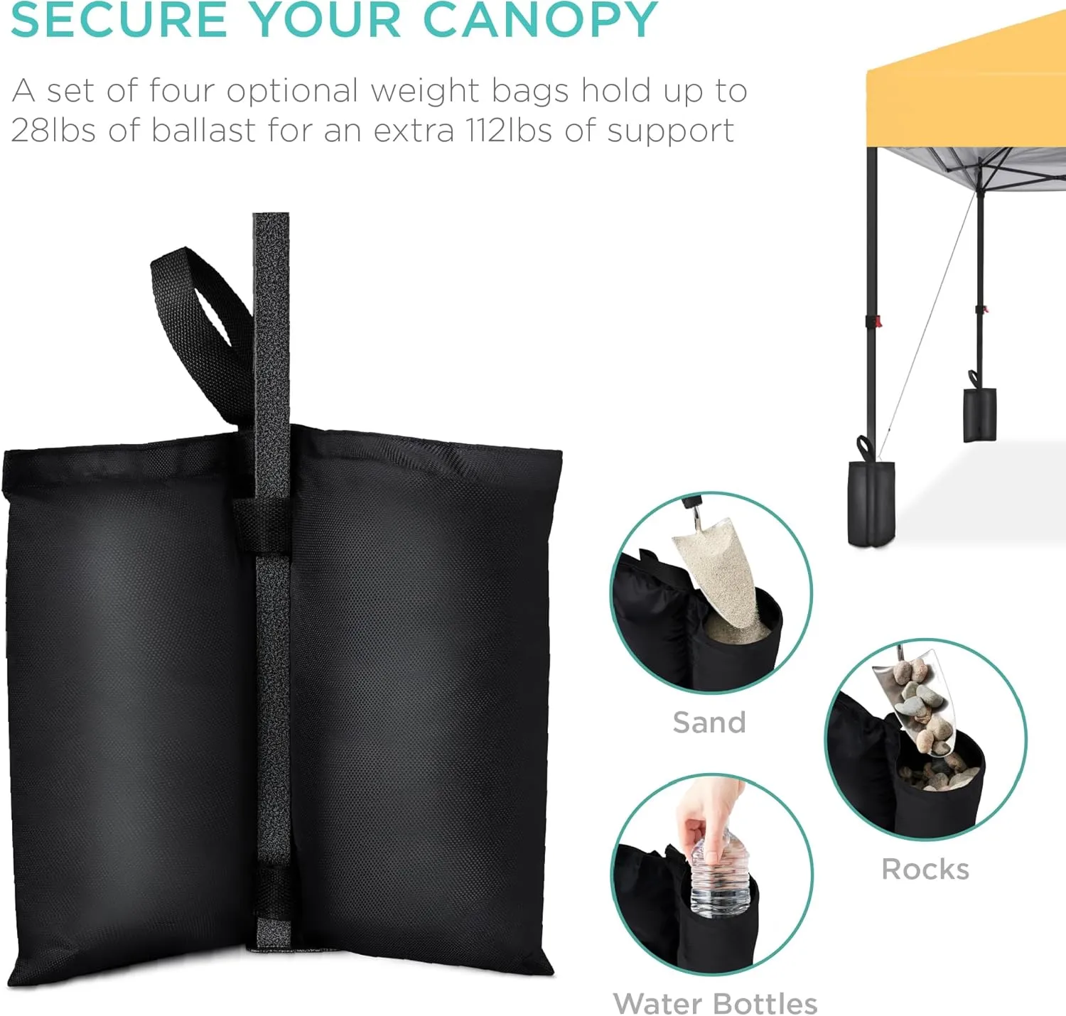 Best Choice Products 12x12ft 1-Person Setup Pop Up Canopy Tent Instant Portable Shelter w/ 1-Button Push, Case, 4 Weight Bags - Marigold