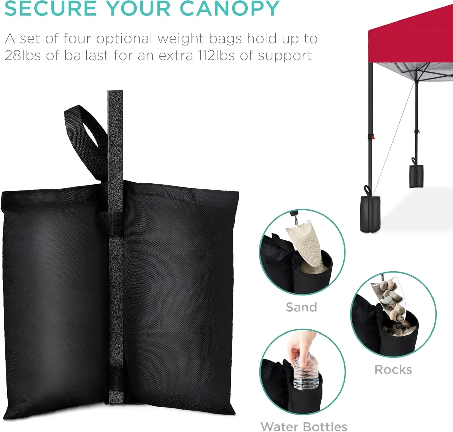Best Choice Products 8x8ft 1-Person Setup Pop Up Canopy Tent Instant Portable Shelter w/ 1-Button Push, Case, 4 Weight Bags - Red