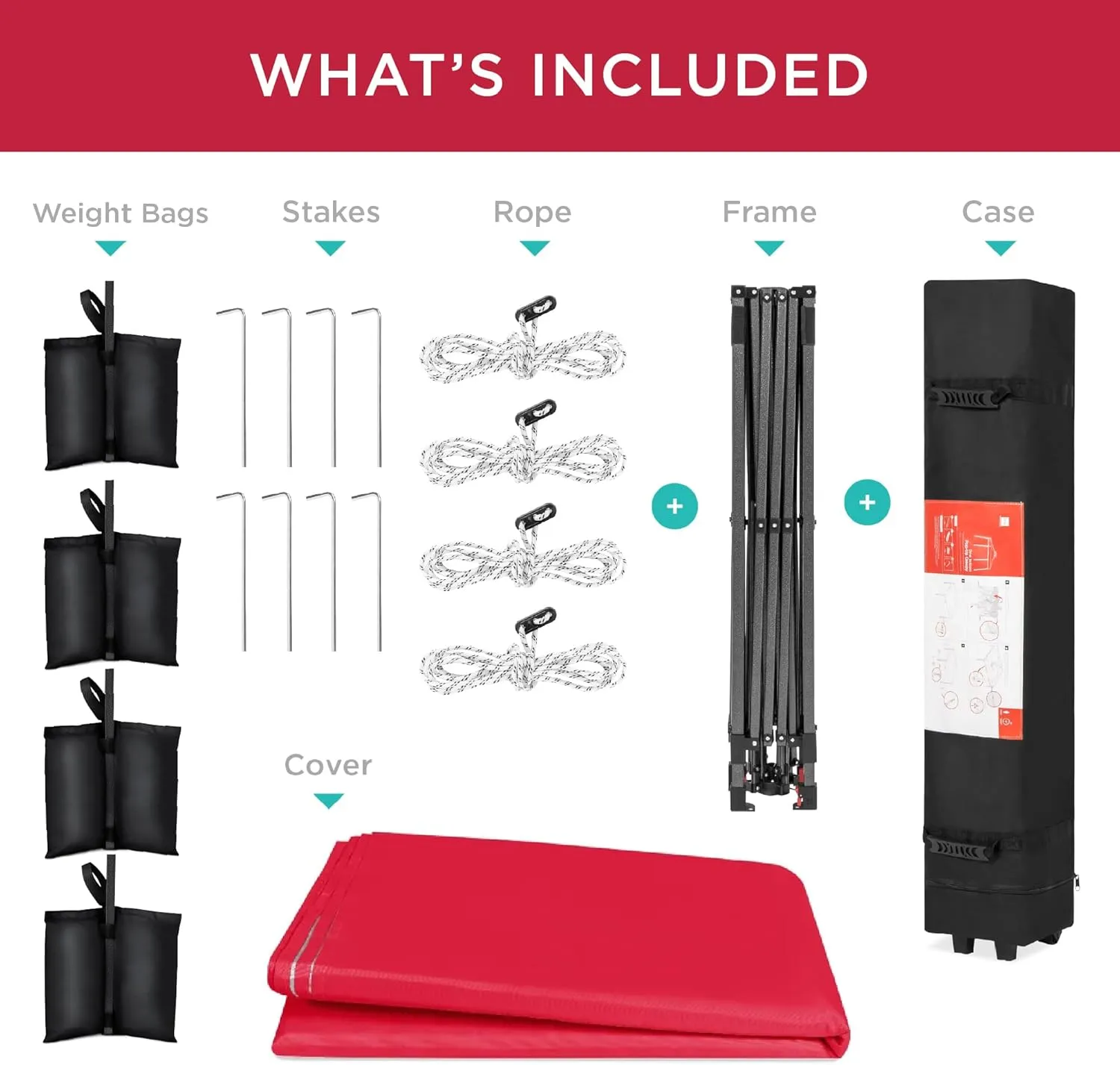 Best Choice Products 8x8ft 1-Person Setup Pop Up Canopy Tent Instant Portable Shelter w/ 1-Button Push, Case, 4 Weight Bags - Red