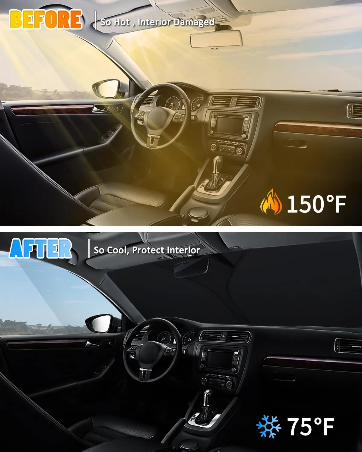 BESTVIEW Car Windshield Sun Shade Compatible with Volvo XC90 2016-2024 2025- Foldable Reflective Sunshade for UV Protection & Heat Reduction