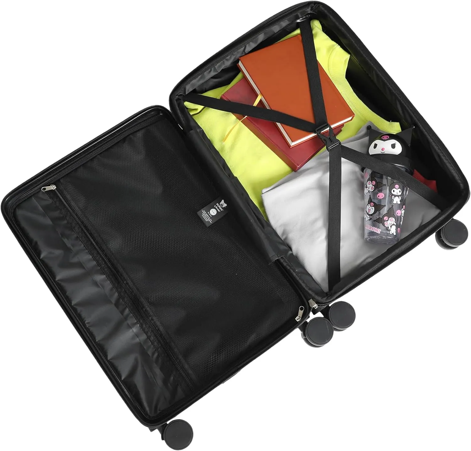Bioworld Kuromi Black and Purple 20" Carry-On Suitcase With Wheels And Retractable Handle
