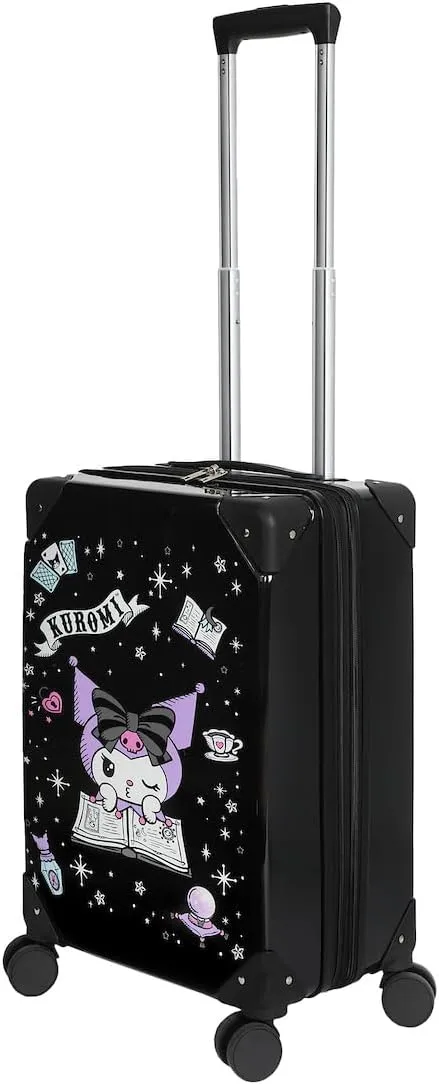 Bioworld Kuromi Black and Purple 20" Carry-On Suitcase With Wheels And Retractable Handle