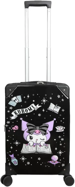 Bioworld Kuromi Black and Purple 20" Carry-On Suitcase With Wheels And Retractable Handle