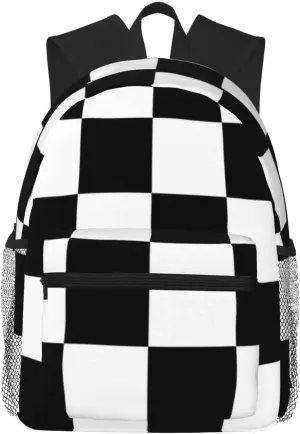 Black And White Checkered Lightweight Packable Backpack Travel Casual Hiking Daypack Foldable Backpack For Men Women