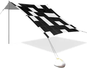 Black and White Checkered Pattern Designed UPF50 Beach Tent Waterproof Sun Shelter with Sand Pockets for Backyard and Camping sombrilla para Playa