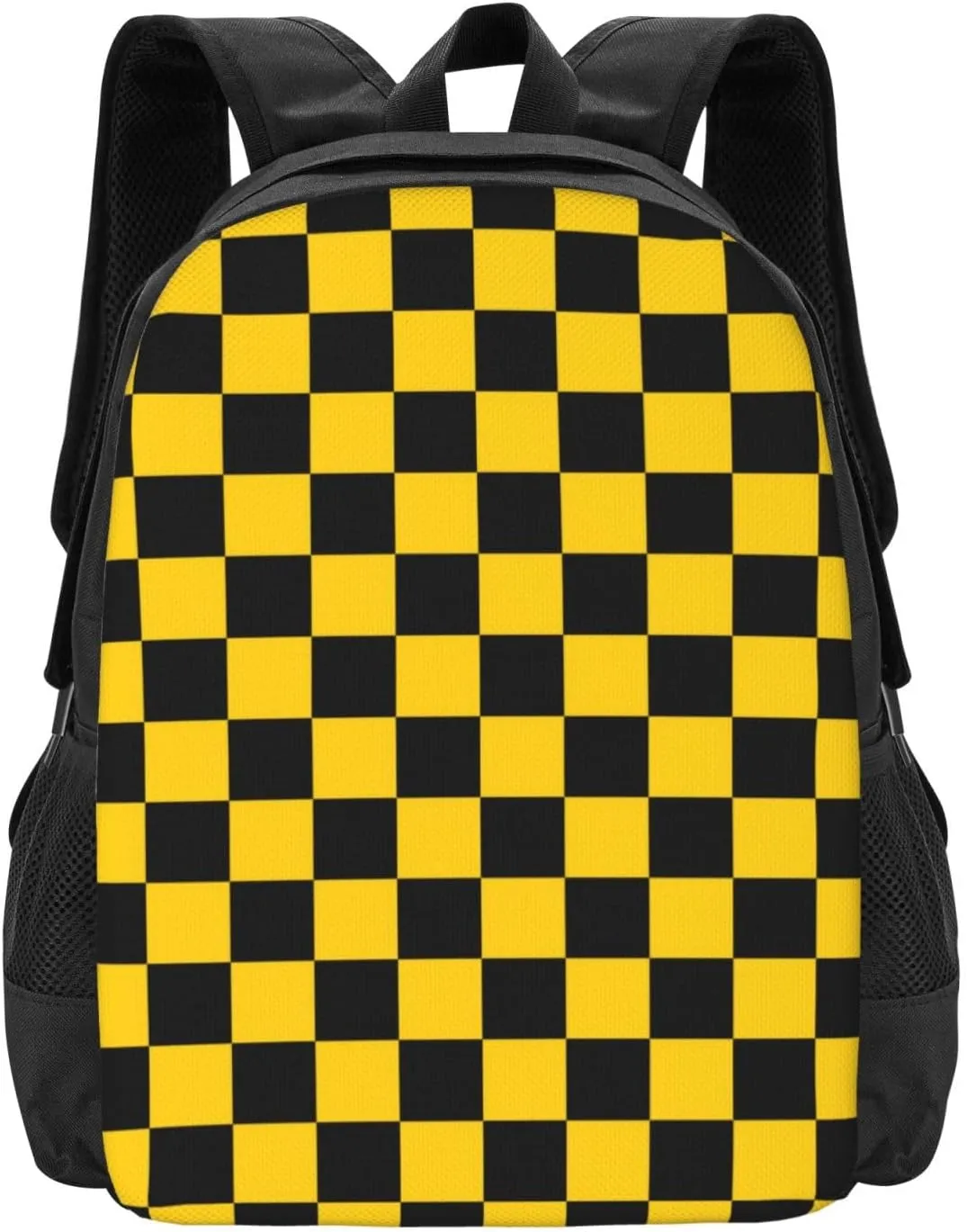 Black And Yellow Square Lightweight Packable Backpack Travel Casual Large Capacity Daypack Foldable Backpack For Men Women