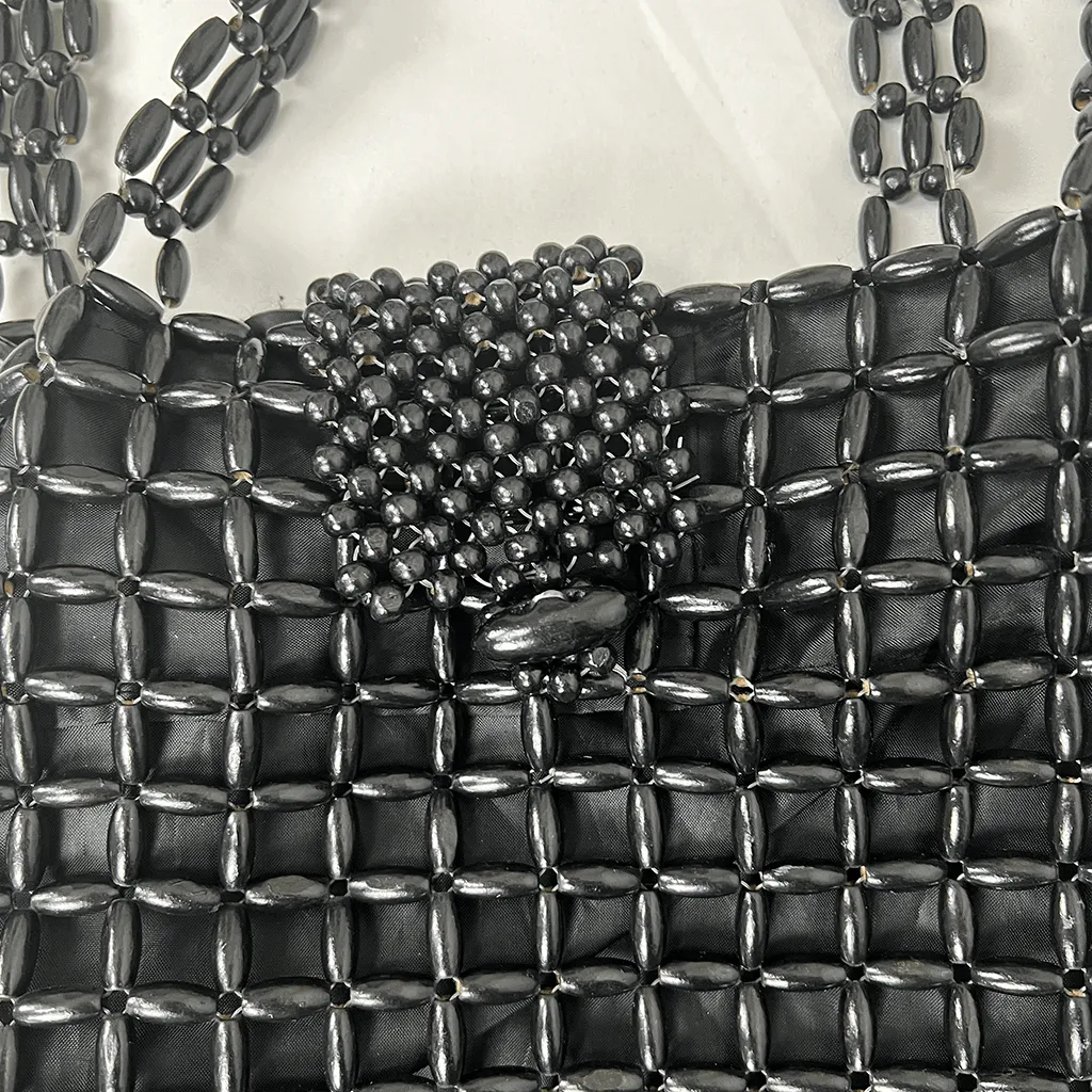 Black Beaded Shoulder Bag
