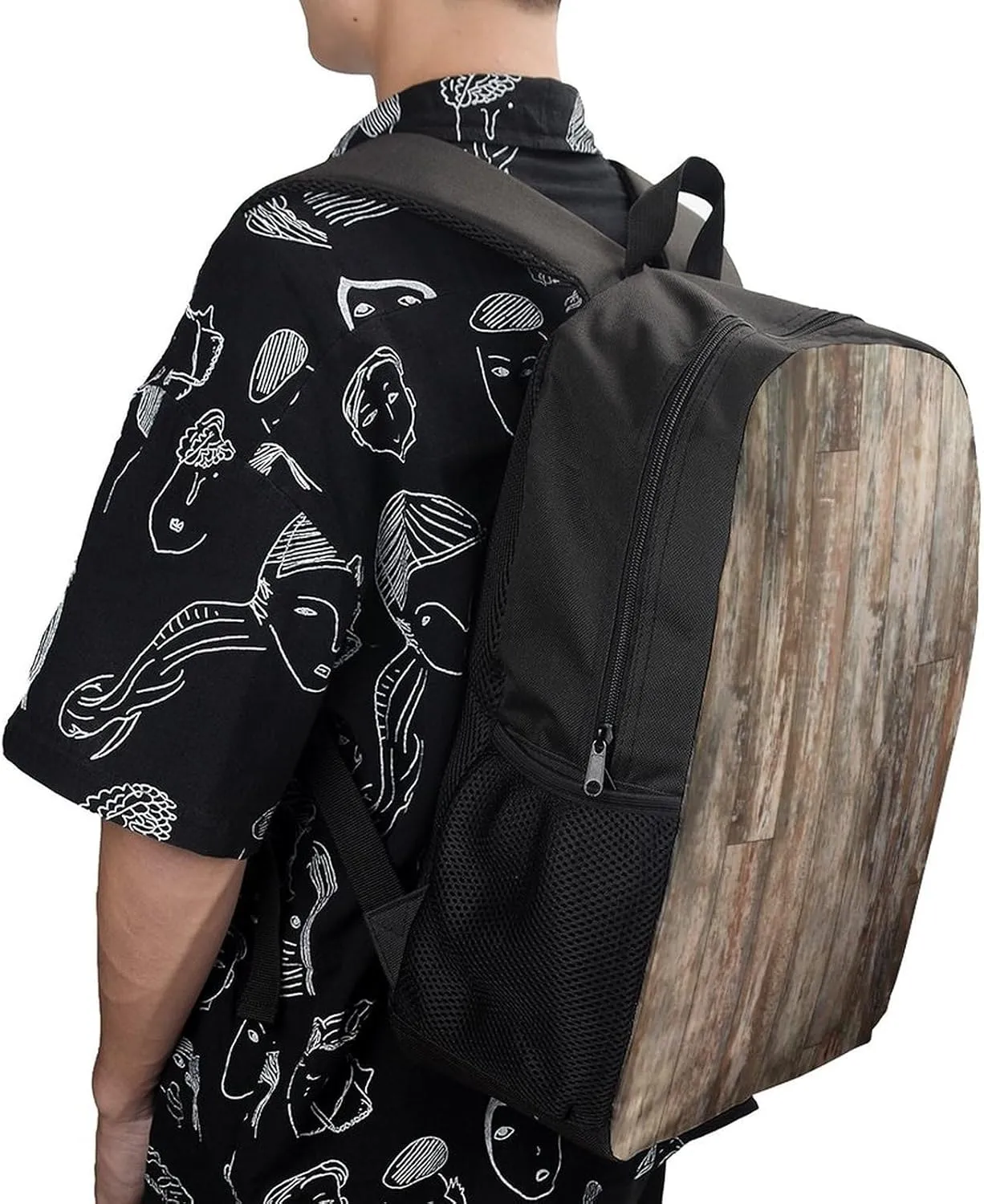 Black Bear Cabin Rustic Wood Backpack Lightweight Waterproof Backpacks Laptop Backpack for Unisex Casual Travel Daypacks Large Capacity