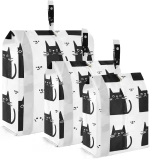 Black Cats Travel Storage Bag with Lanyard - Portable Lightweight Classified Storage Bag with Zipper, Dust and Waterproof Travel Packing Cube for Suitcase,3 Pieces