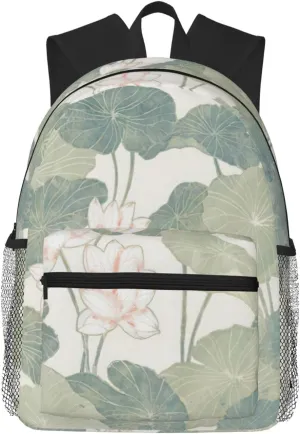 Black Lily Pads print Lightweight and comfortable backpack Casual Laptop Backpack for Travel Hiking