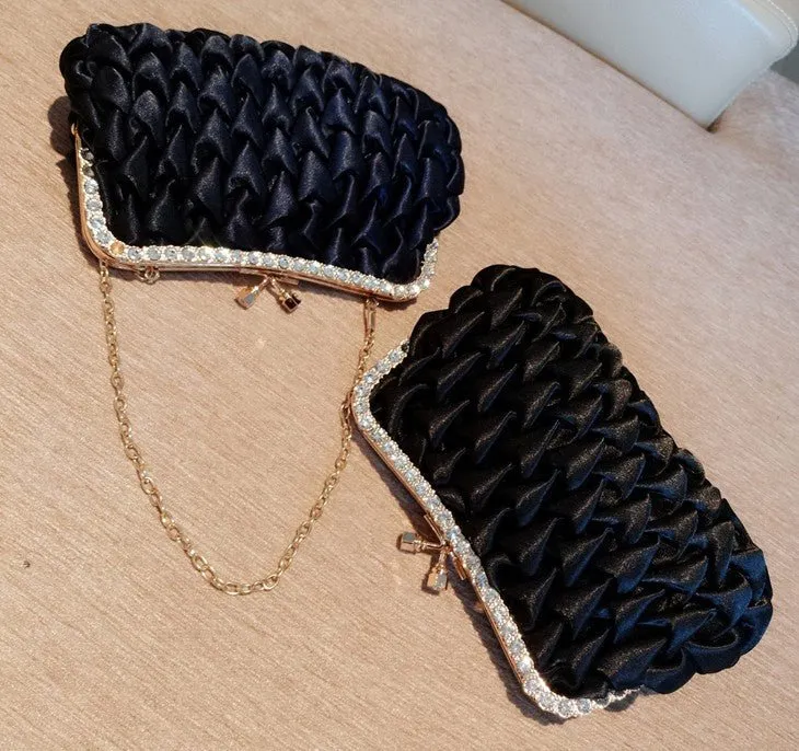 Black Premium Rhinestone Evening Party Purse