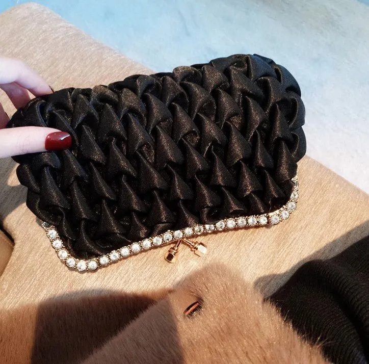 Black Premium Rhinestone Evening Party Purse