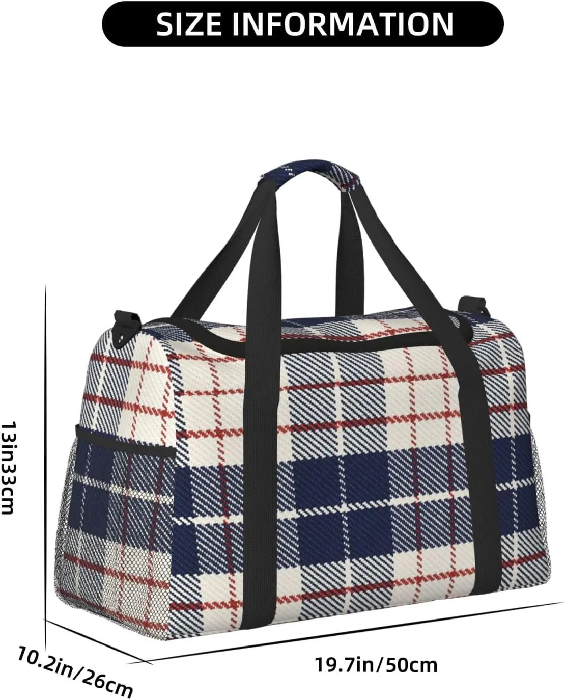 Black White Grid Thin Line Travel Duffel Bag Large Foldable Waterproof Overnight Bag For Beach Swim Bags Pool Sports Gym
