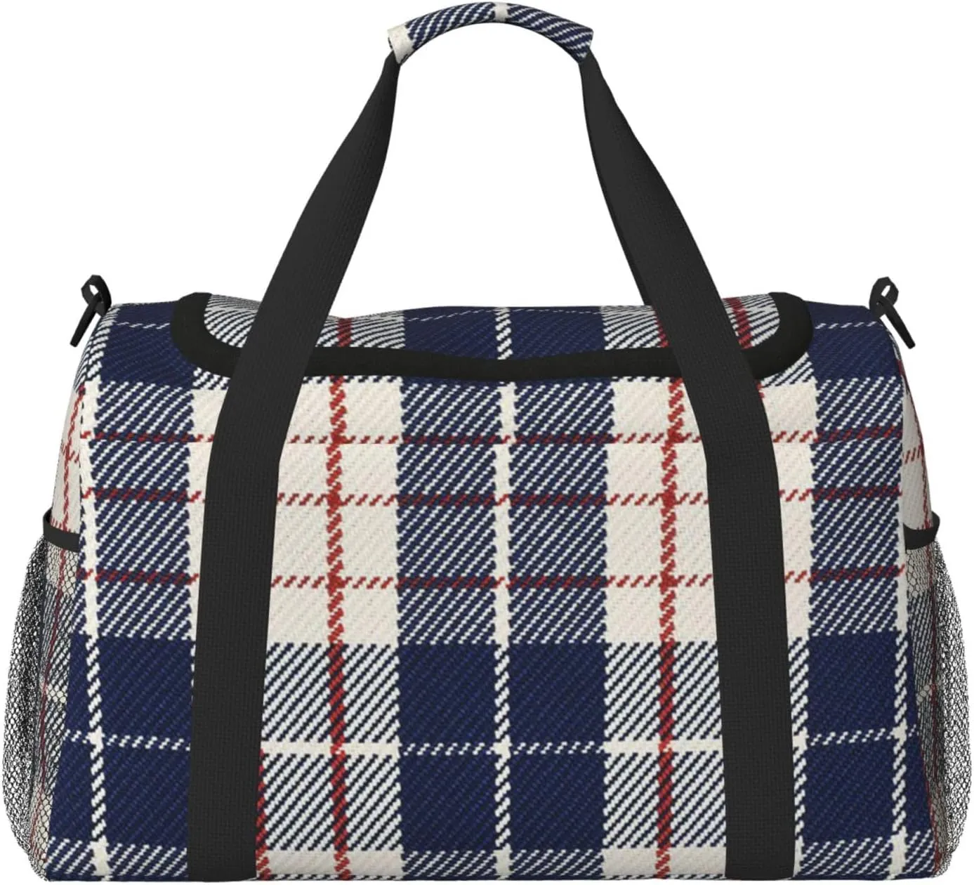 Black White Grid Thin Line Travel Duffel Bag Large Foldable Waterproof Overnight Bag For Beach Swim Bags Pool Sports Gym