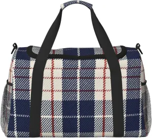 Black White Grid Thin Line Travel Duffel Bag Large Foldable Waterproof Overnight Bag For Beach Swim Bags Pool Sports Gym
