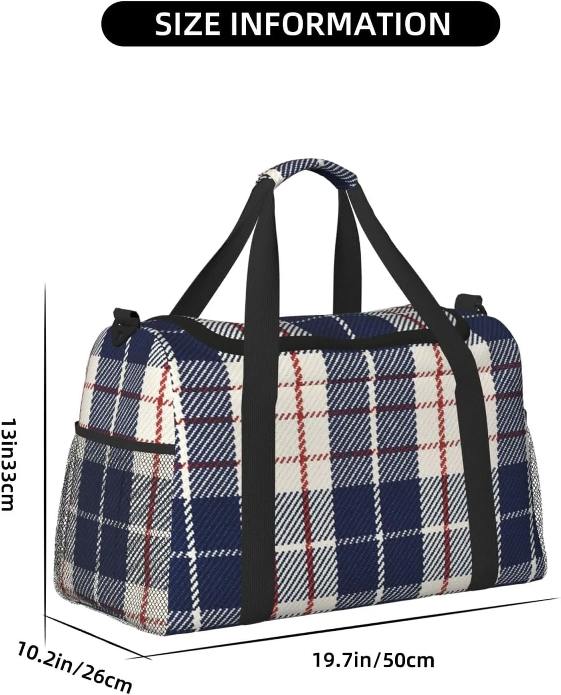 Black White Grid Thin Line Travel Duffel Bag Large Foldable Waterproof Overnight Bag For Beach Swim Bags Pool Sports Gym