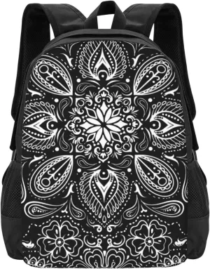 Black White Paisley Lightweight Packable Backpack Travel Casual Large Capacity Daypack Foldable Backpack For Men Women