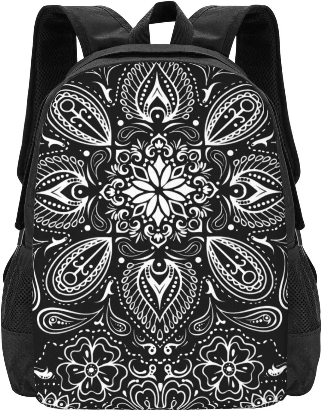 Black White Paisley Lightweight Packable Backpack Travel Casual Large Capacity Daypack Foldable Backpack For Men Women