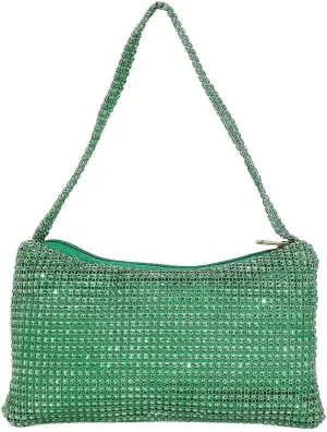 Bling Under the Arm Purse Shoulder Bag Bling Purses Rhinestones Women's Evening Handbag for Wedding Party Shopping Green