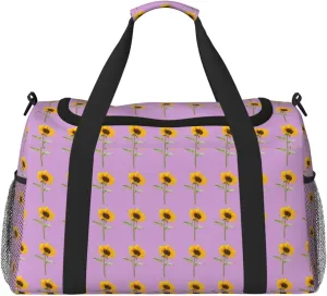 Bloom Sunflower Print Weekender Bag Large Capacity Hand Travel Bag Carry On Tote Airplane Travel Tote