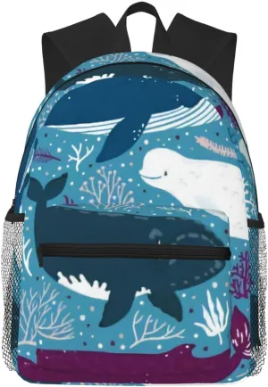 Blue Cartoon Sharks Lightweight Packable Backpack Travel Casual Hiking Daypack Foldable Backpack For Men Women
