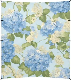 Blue Spring Flowers Stable Beach Tent UPF50 Easy Setup Large Sun Shelter with Sand Shovel, Sandbags for Family Trips, Picnics & Camping