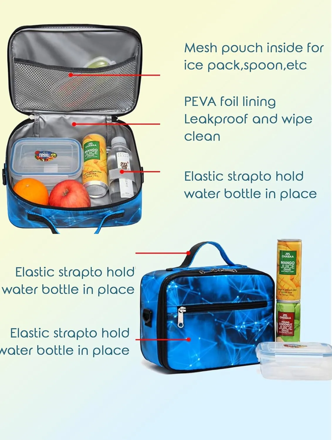 BLUEFAIRY Boys Backpacks Set with Lunch Bag for Kids Primary Elementary School Bags for Teens Middle Book Bags with Insulated Lunch Box for Adolescentes Back to School Travel Aged 8-10 Blue18
