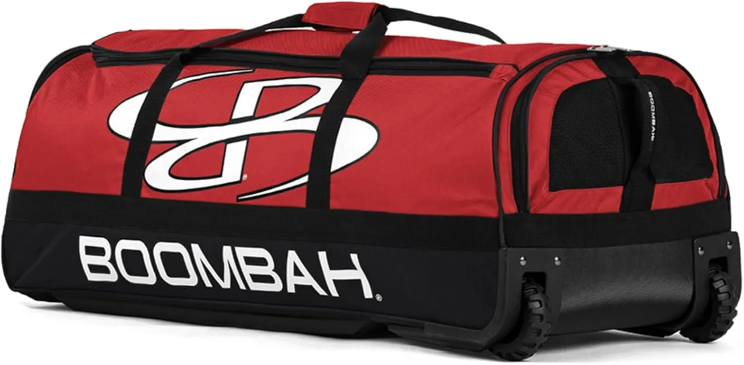 Boombah Brute Rolling Bat Bag - 35" x 15" x 12-1/2" - Multiple Color Options - Holds 4 Bats and Room for Gear - Wheeled Bag