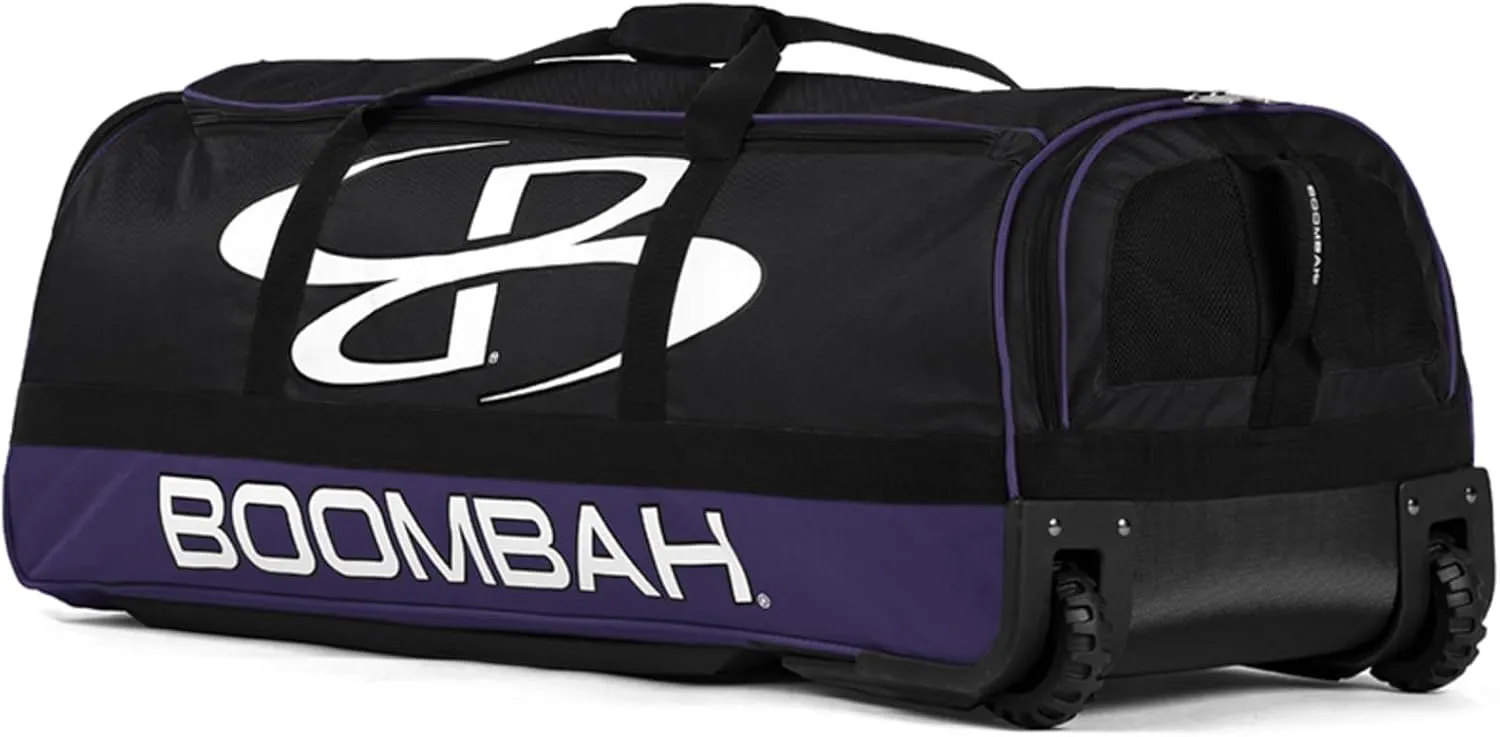 Boombah Brute Rolling Bat Bag - 35" x 15" x 12-1/2" - Multiple Color Options - Holds 4 Bats and Room for Gear - Wheeled Bag