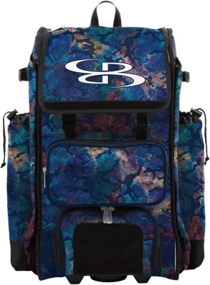 Boombah Catchers Superpack Hybrid Rolling Bat Bag - Nebula Multicolor - Wheeled & Backpack Version