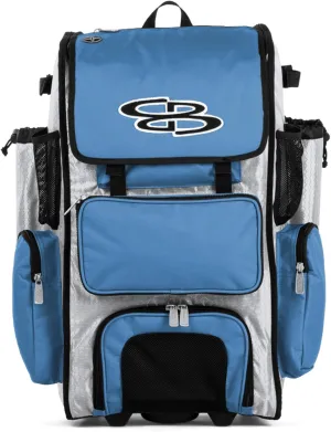 Boombah Rolling Superpack Baseball/Softball Gear Bag - 23-1/2" x 13-1/2" x 9-1/2" - Multiple Colors - Telescopic Handle and Holds 4 Bats - Wheeled Version