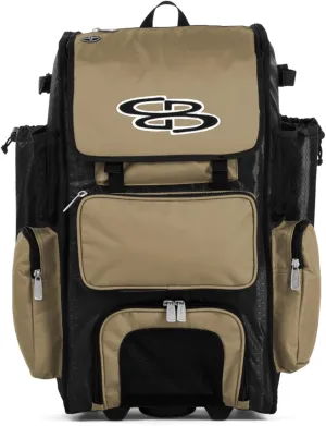 Boombah Rolling Superpack Baseball/Softball Gear Bag - 23-1/2" x 13-1/2" x 9-1/2" - Multiple Colors - Telescopic Handle and Holds 4 Bats - Wheeled Version