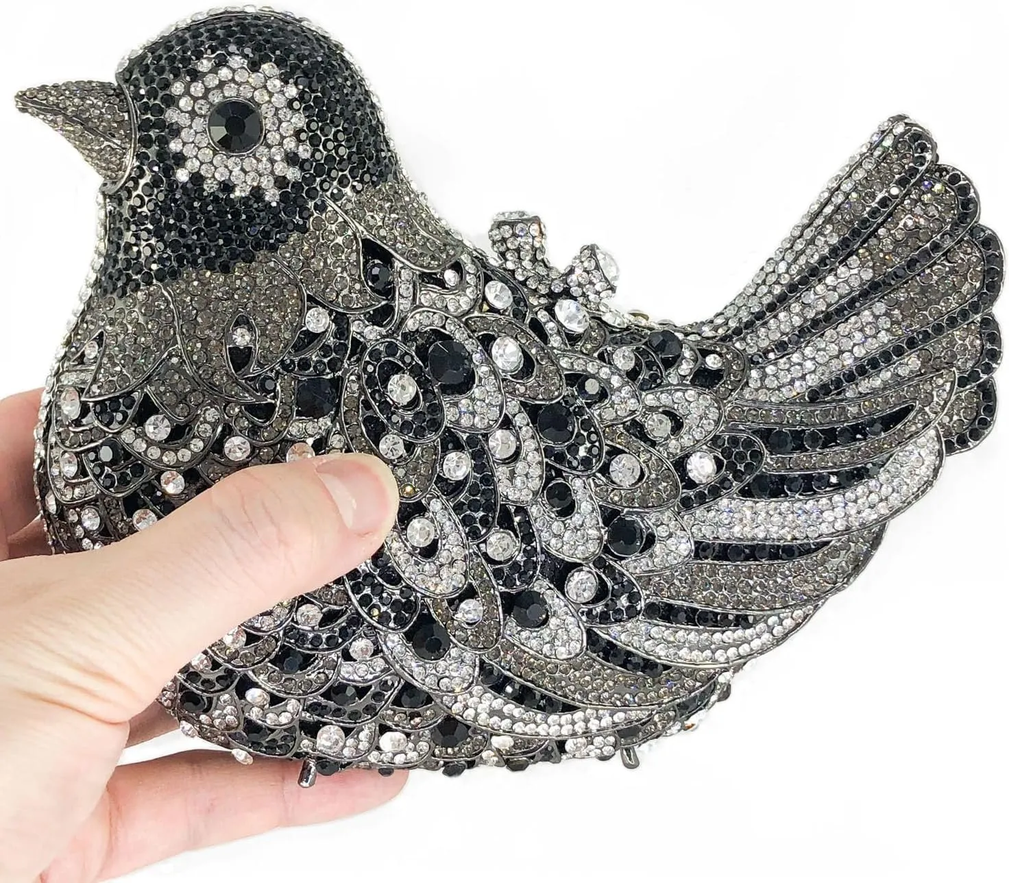 Boutique De FGG Bird Crystal Clutch Purses For Women Dressy Rhinestone Evening Bag Pigeon Prom Clutch Purse for Wedding,Mini